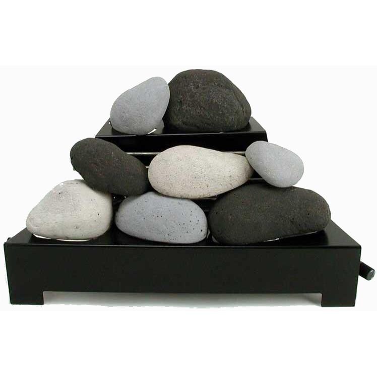 Rasmussen 20-Inch Black/Light Gray/White ALTERNA See-Thru FireStone Set With Vent-Free Black Chassis Burner  thumbnail