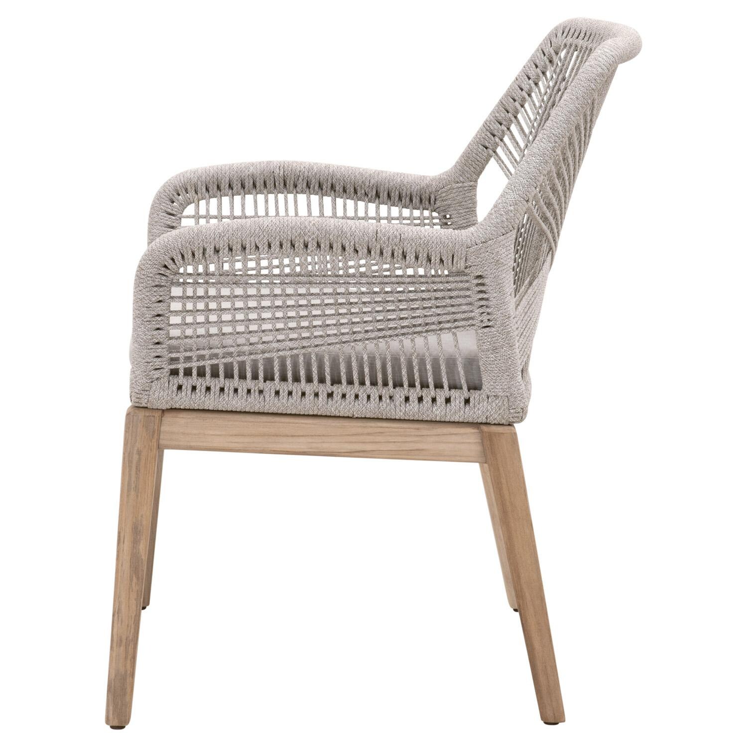 Lakeview Peninsula Way 2 Pc Woven Rope Dining Arm Chair in Taupe & White - Side View thumbnail