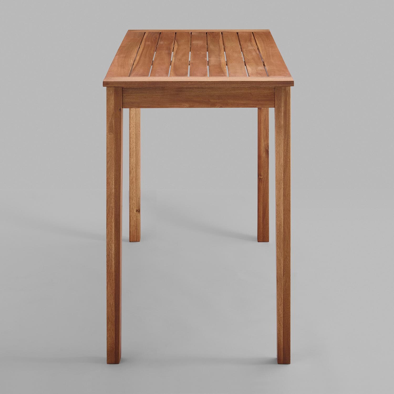 Ultimate Patio 48 X 24 Inch Rectangular Acacia Patio Counter Height Bar Table - Brown - Side View thumbnail