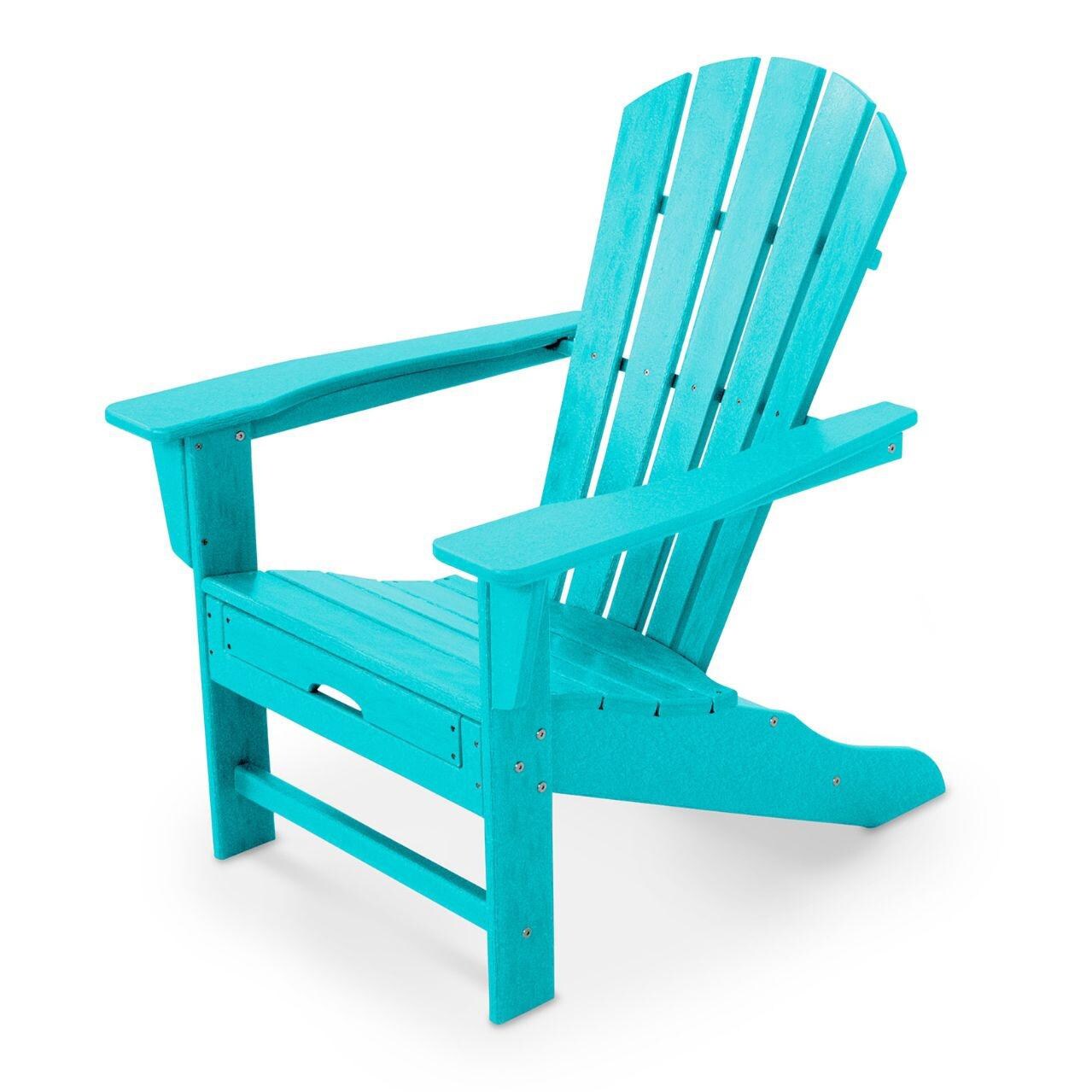 POLYWOOD Palm Coast Recycled Plastic Wood Patio Adirondack with Hideaway Ottoman - Aruba - With Ottoman Hidden thumbnail