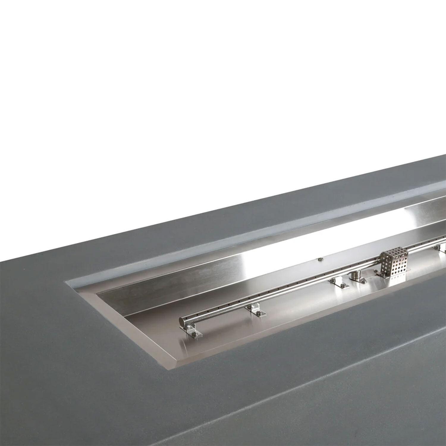 Glenwood 72-in Rectangular Concrete Propane Fire Pit in Natural Gray by Lakeview Outdoor Designs - Burner - Detail thumbnail