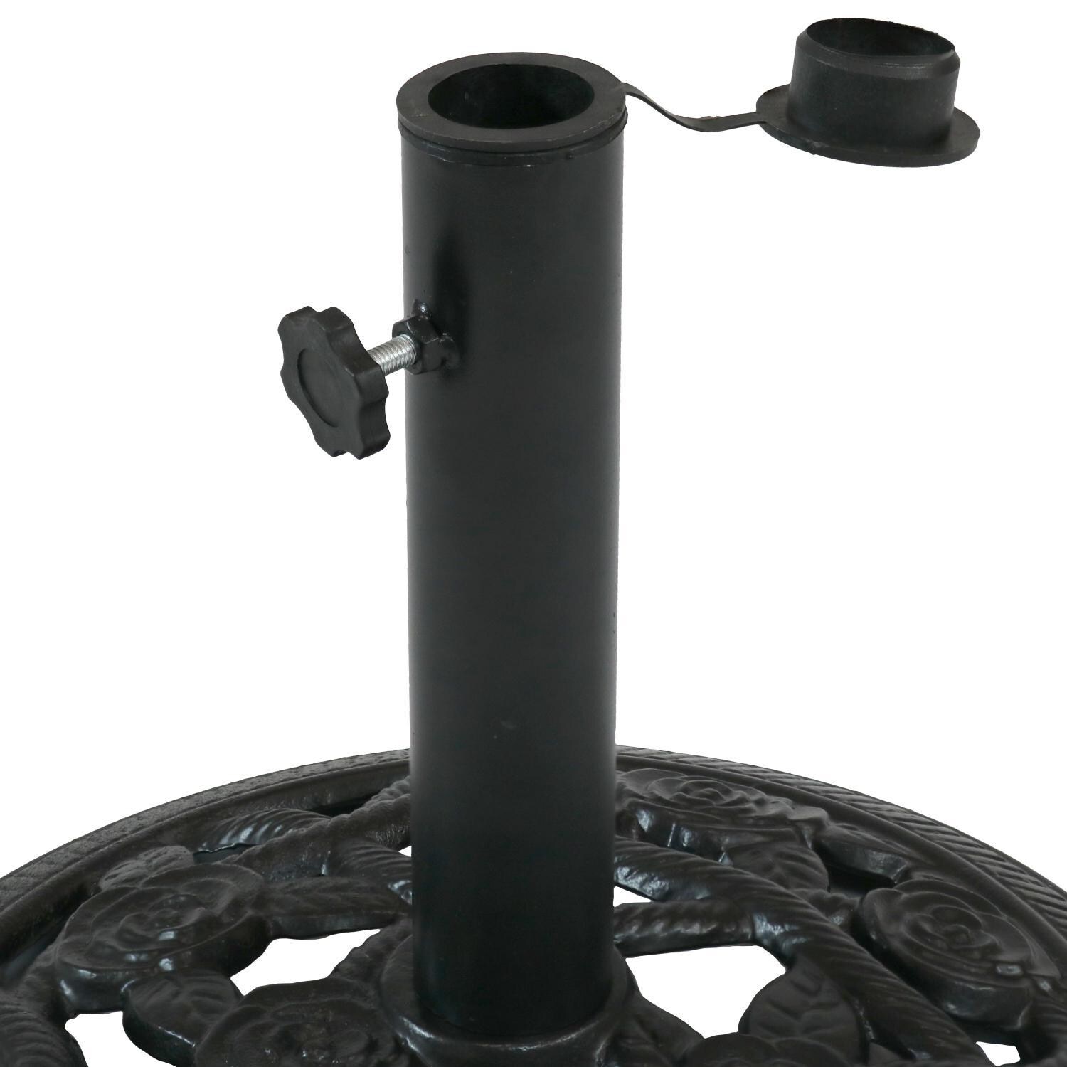 Ultimate Patio 17 Lb Rose Blossom Cast Iron Umbrella Base - Black - Tube Fits Up to 2-Inch Diameter Pole thumbnail