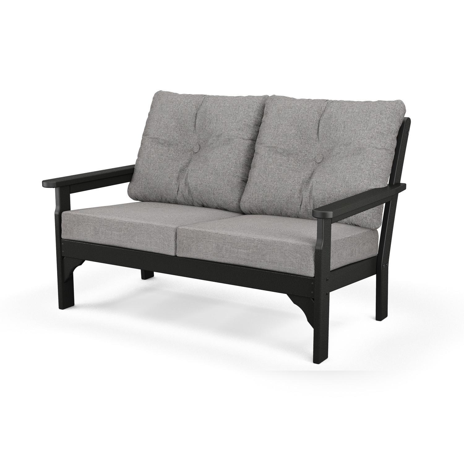 Vineyard Recycled Plastic Loveseat in Black/Gray Mist by POLYWOOD