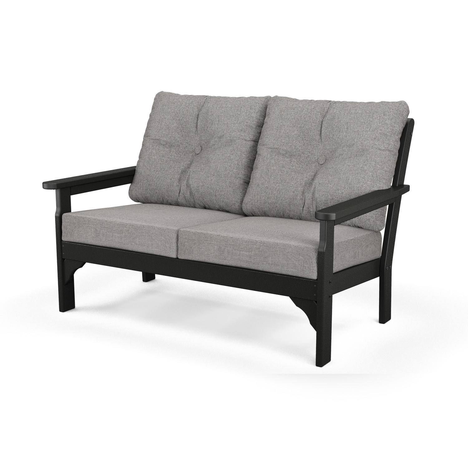 POLYWOOD Vineyard Black & Grey Mist Deep Seating Settee thumbnail
