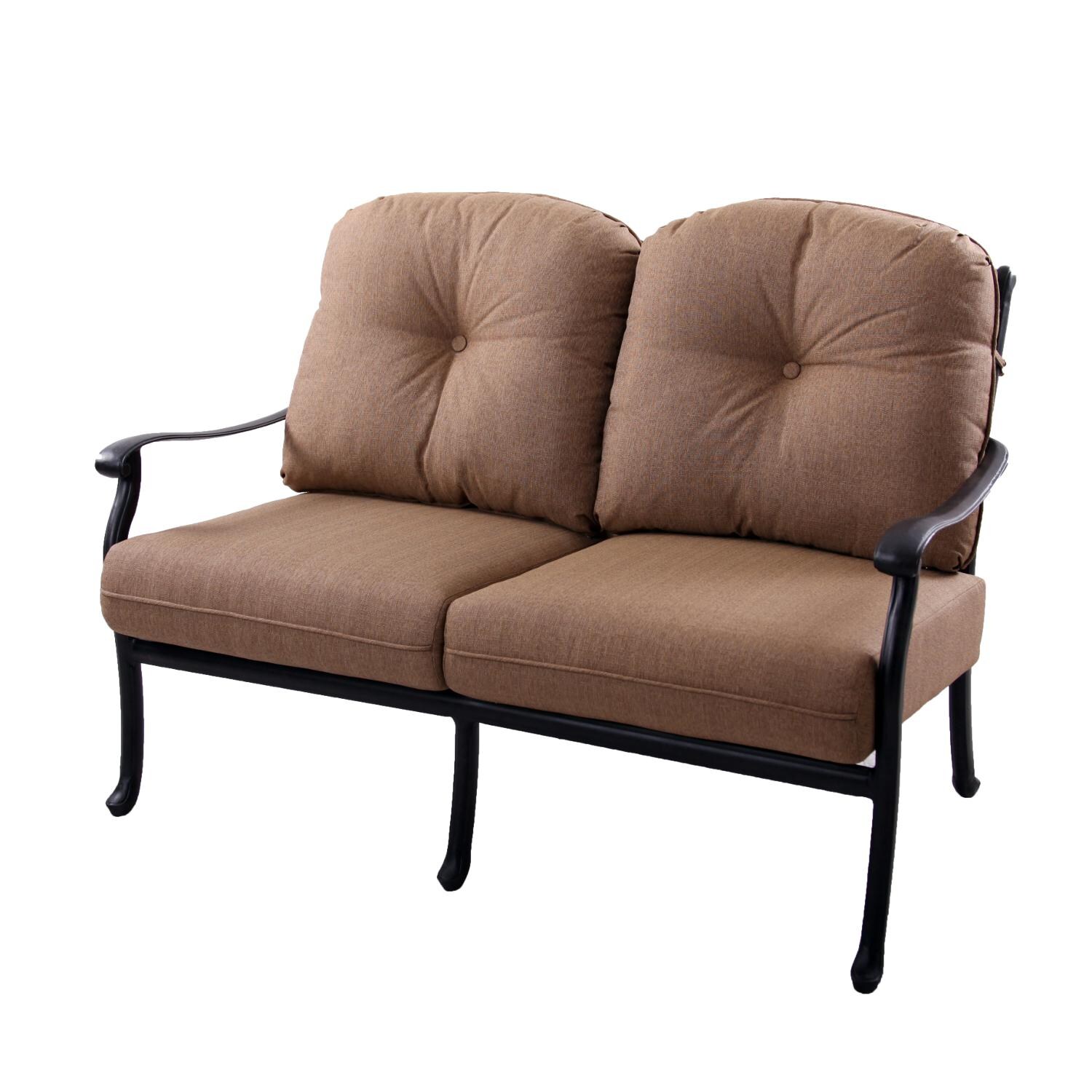 Sedona Cast Aluminum Patio Loveseat W/ Sesame Cushions By Darlee thumbnail