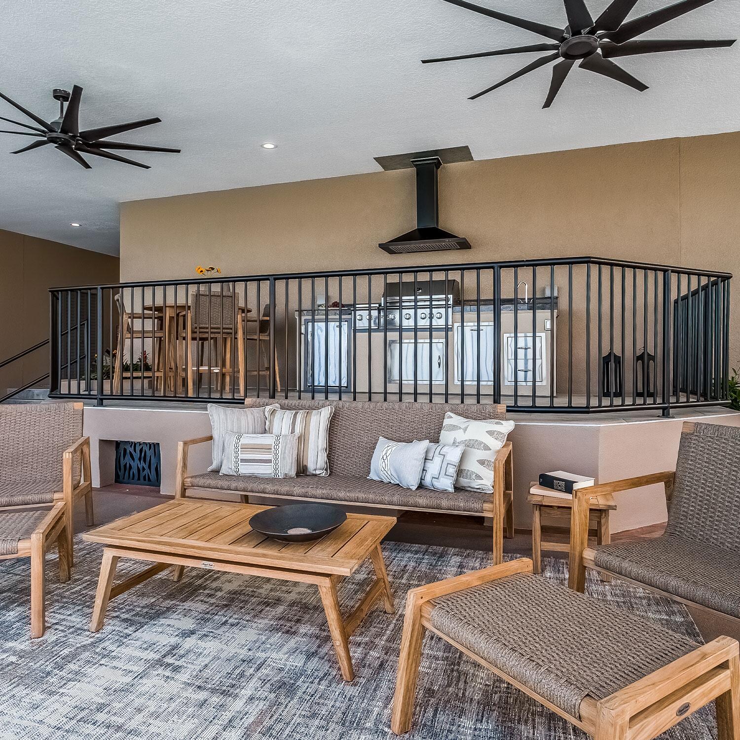 Admiral Side Table by Royal Teak Collection - Patio Setting (Shown w/ Charcoal Grey) - Lifestyle thumbnail