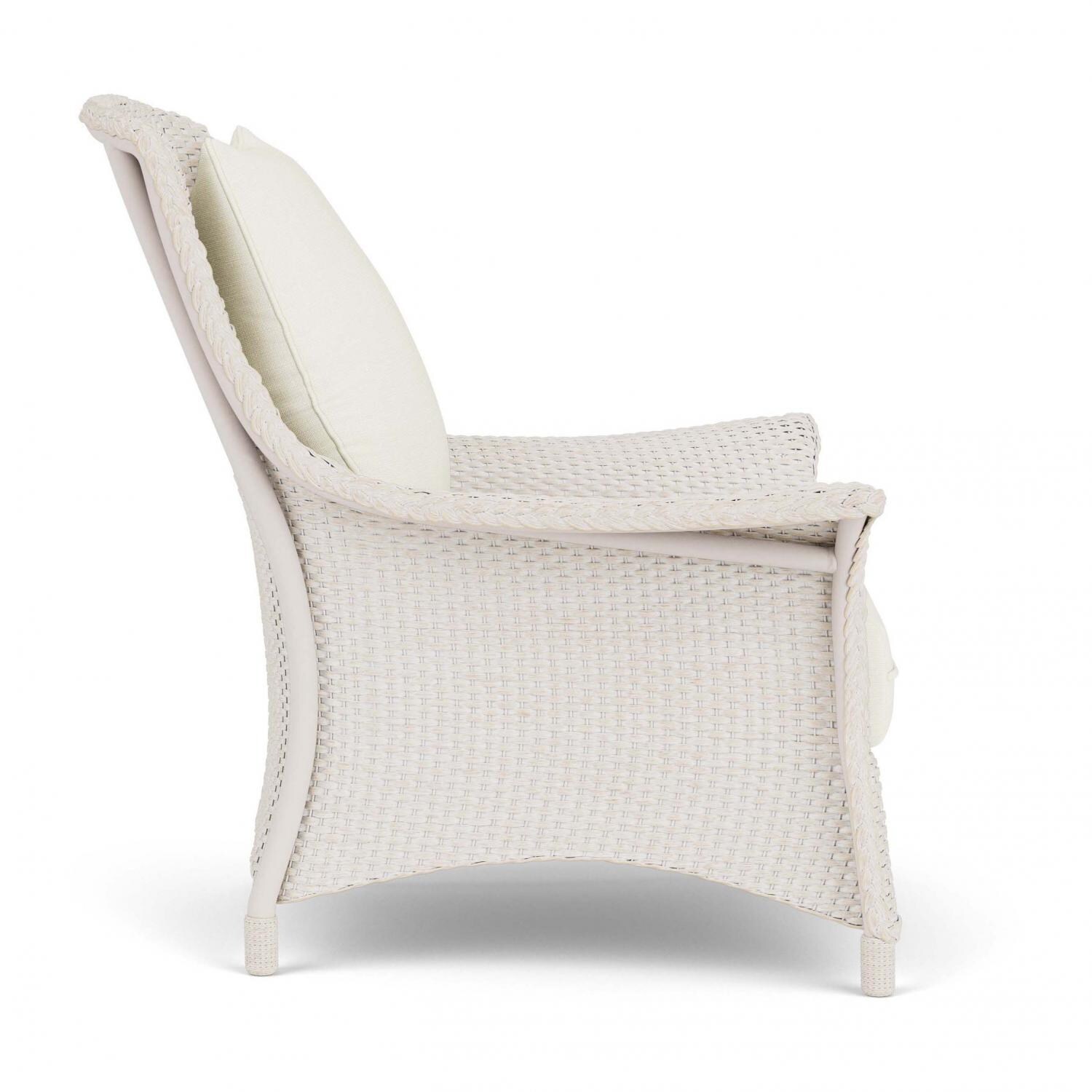 Lloyd Flanders Mandalay Lounge Chair in Antique White Finish with Sailcloth Salt Fabric - Side thumbnail