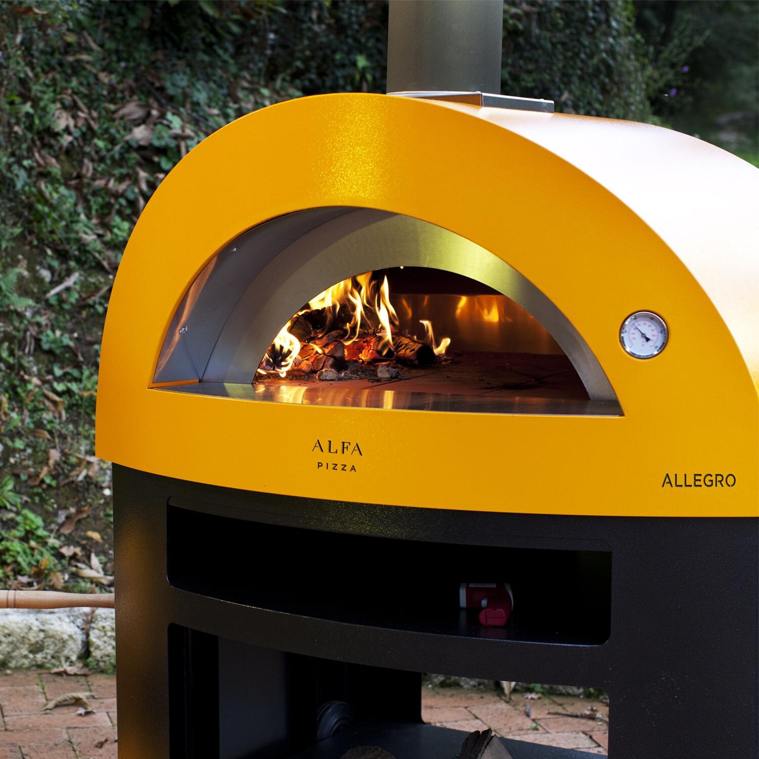 Alfa Pizza Allegro 39-Inch Outdoor Wood-Fired Pizza Oven - Shown Burning Wood thumbnail