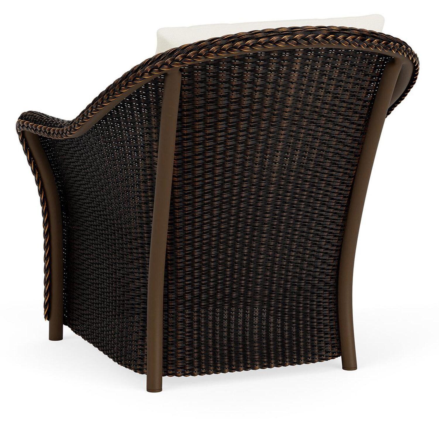 Lloyd Flanders Weekend Retreat Lounge Chair in Mink Finish W/ Sailcloth Salt Fabric - Back Left thumbnail