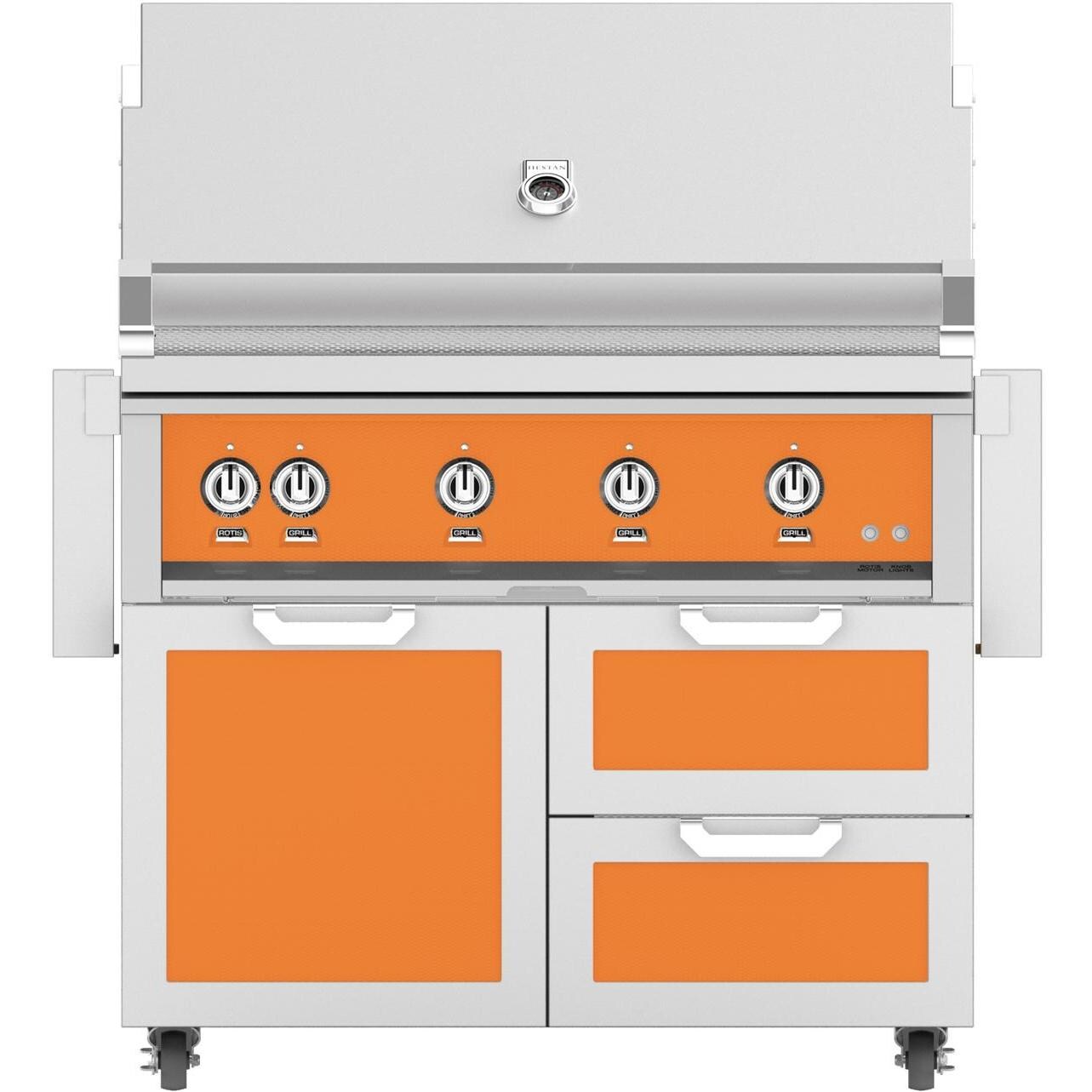 Hestan 42-Inch Freestanding Natural Gas Grill W/ All Infrared Burners & Rotisserie On Double Drawer & Door Tower Cart - Citra - GSBR42-NG-OR thumbnail