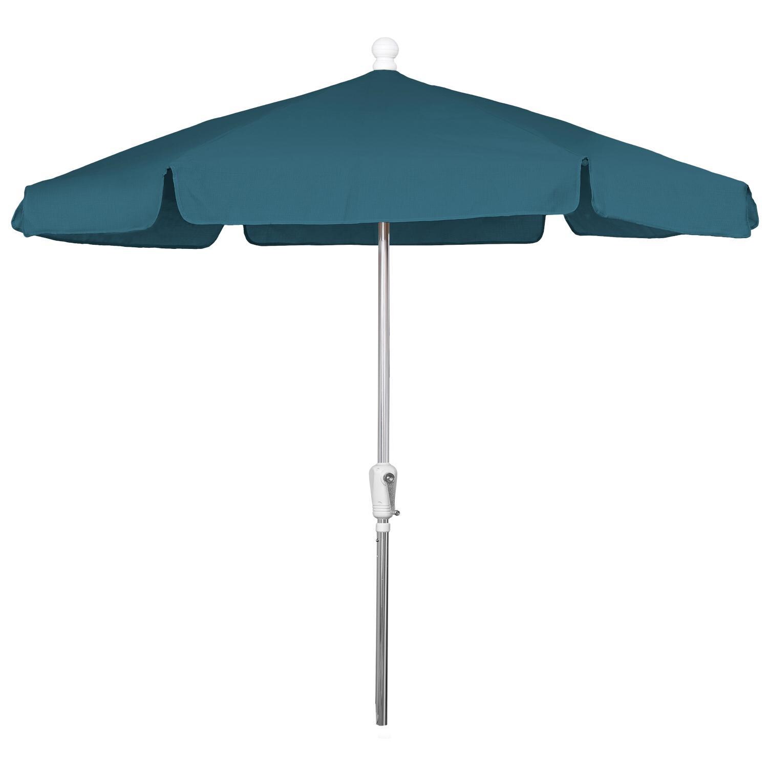 FiberBuilt 7.5 Ft Aluminum Market Patio Umbrella With Crank Lift - Teal thumbnail