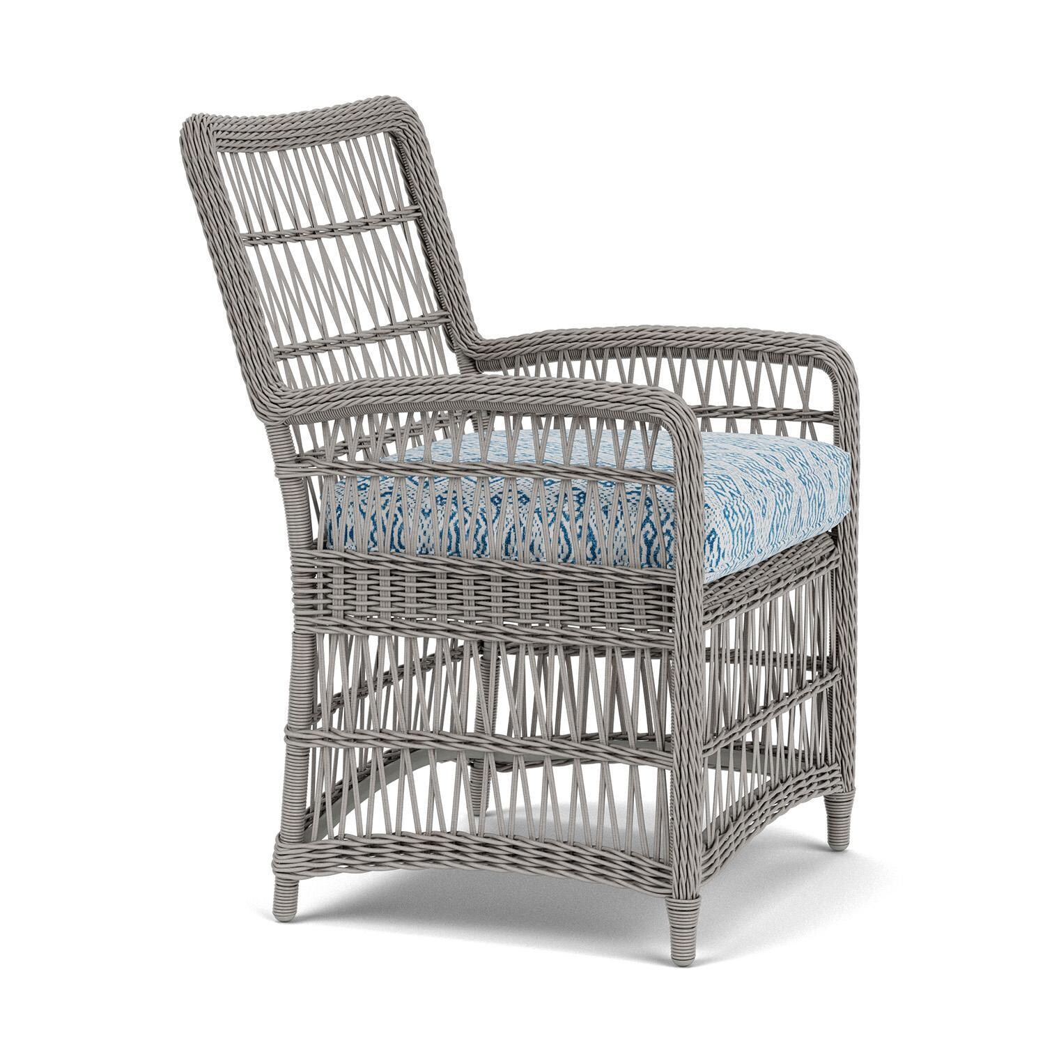 Lloyd Flanders Mackinac Dining Armchair in Putty Finish with Aman Capri Fabric - Right Side thumbnail