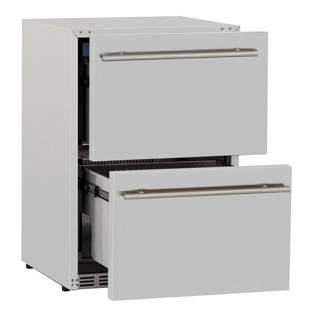 Summerset SSRFR-24DR2 5.3 Cu. Ft. Outdoor Rated Deluxe Refrigerator Drawers - Drawer Open thumbnail