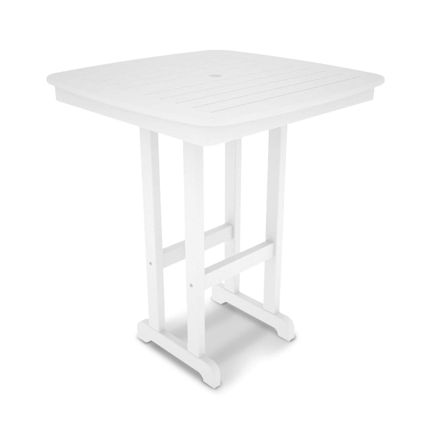 Nautical White Recycled Plastic Wood 37 Inch Patio Bar Table By POLYWOOD BBQGuys
