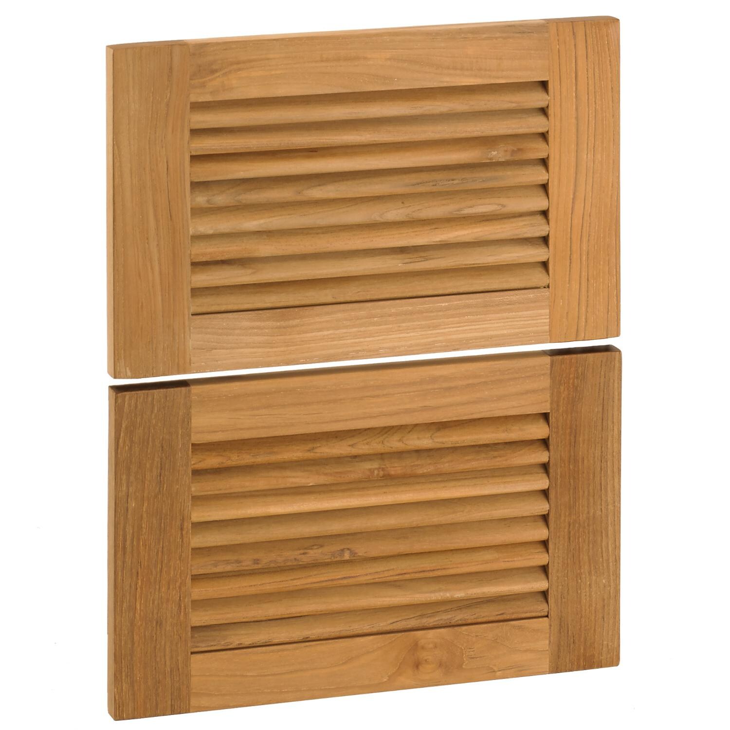 Pacific Teak DF-1016-L/2 | 10 X 16-Inch Teak Wood Louver Double Drawer Panels - Set Of 2 thumbnail