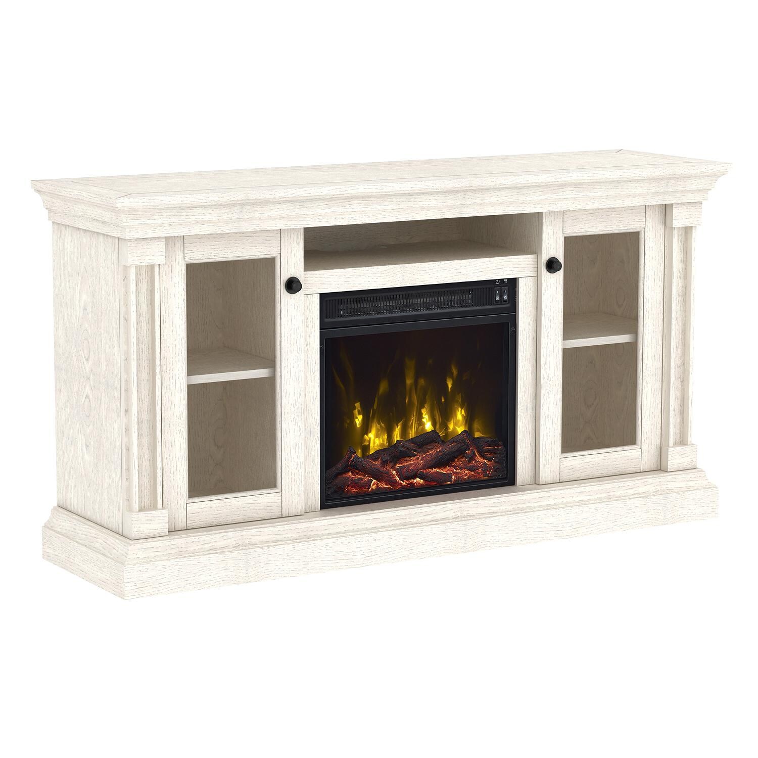 Classicflame Foxmoor 55 Inch Tv Stand With Electric Fireplace White Oak 18mm7325 Po34s