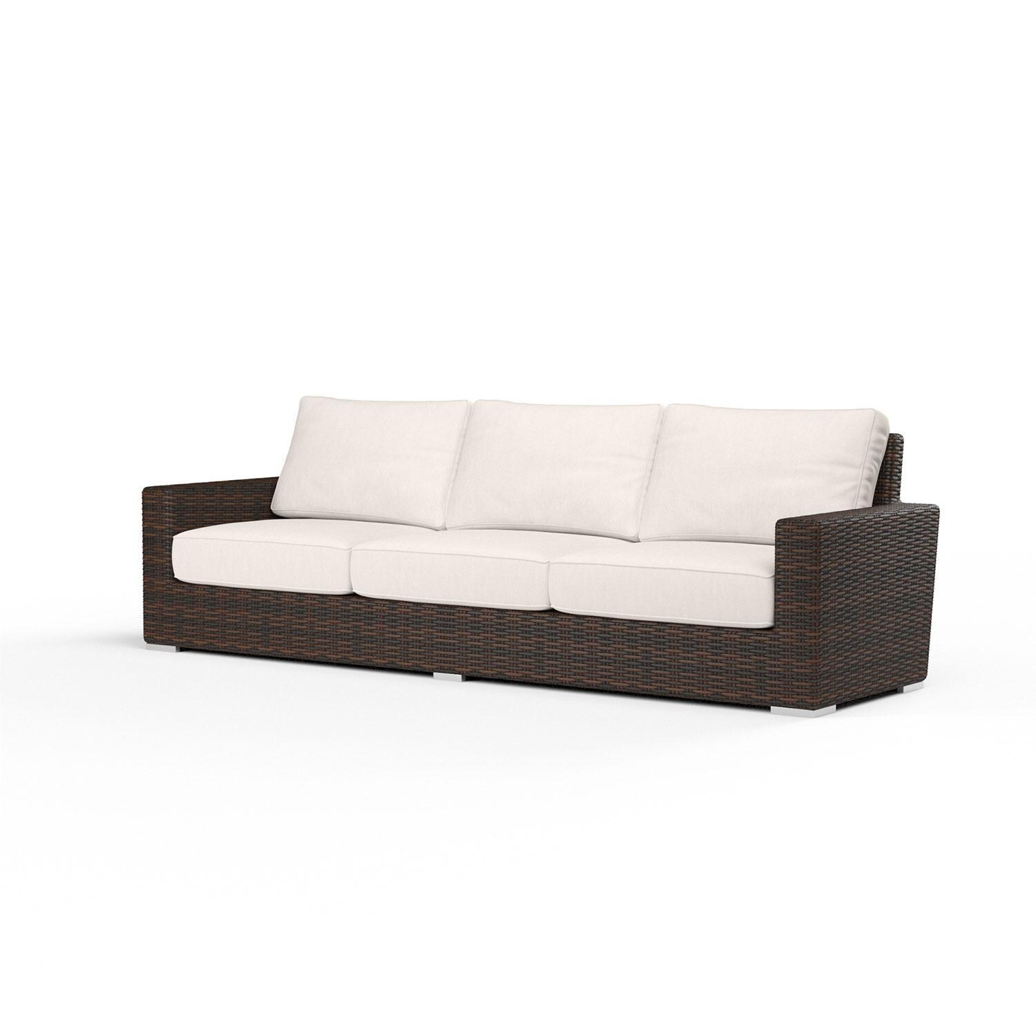 Montecito Wicker Patio Sofa in Canvas Natural w/ Self Welt By Sunset West
