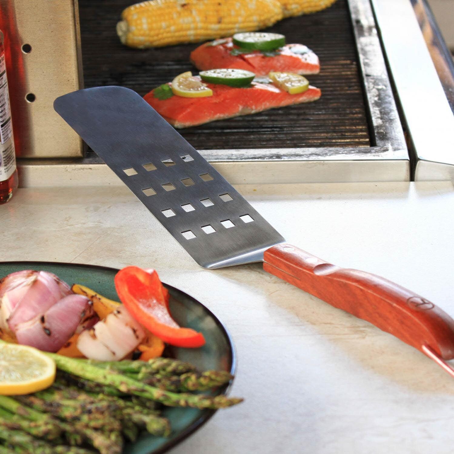 Outset Rosewood 17-Inch Stainless Steel Flex Griddle Spatula thumbnail