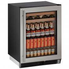 U-Line 1000 Series 24-Inch 5.4 Cu. Ft. Built-In Beverage Center With Analog Controls - Stainless Steel - U-1024BEVS-00B image