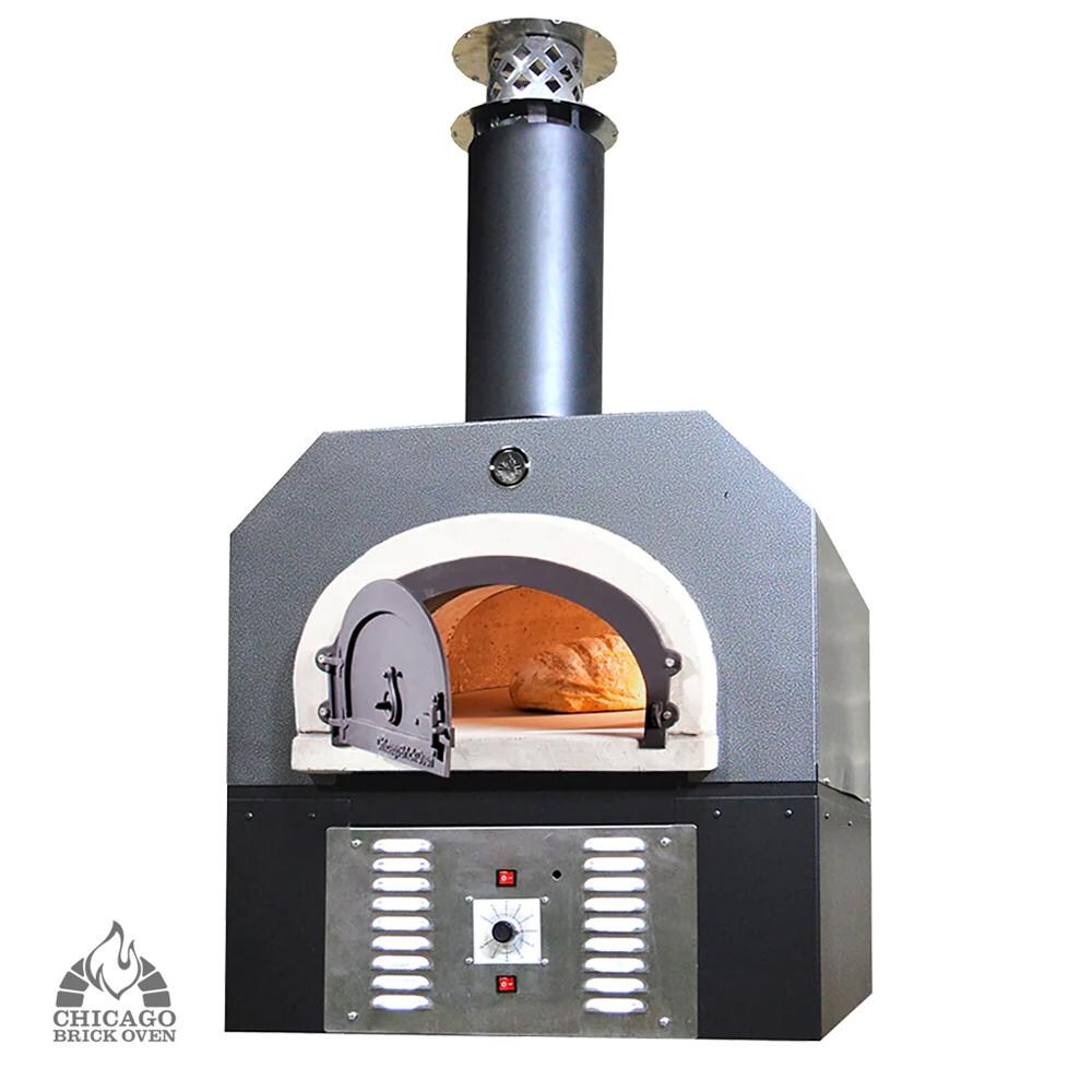 Chicago Brick Oven CBO-750 Hybrid Countertop Commercial Pizza Oven W/ Skirt - Propane - Silver Vein - CBO-O-CT-750-HYB-LP-SV-C-3K-SKT