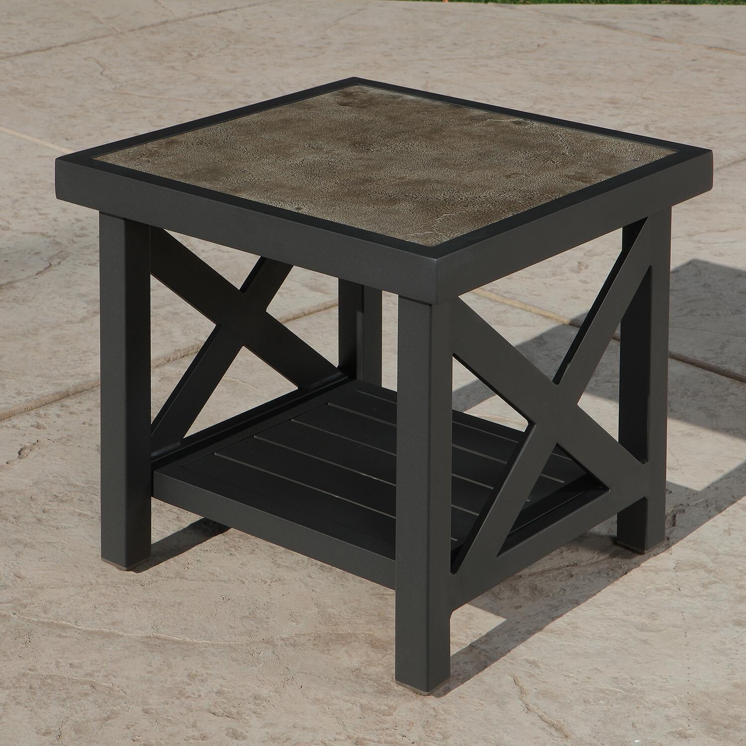Lakeview Outdoor Designs Lake Charles 6 Piece Aluminum Patio Conversation Set - Patio End Table thumbnail