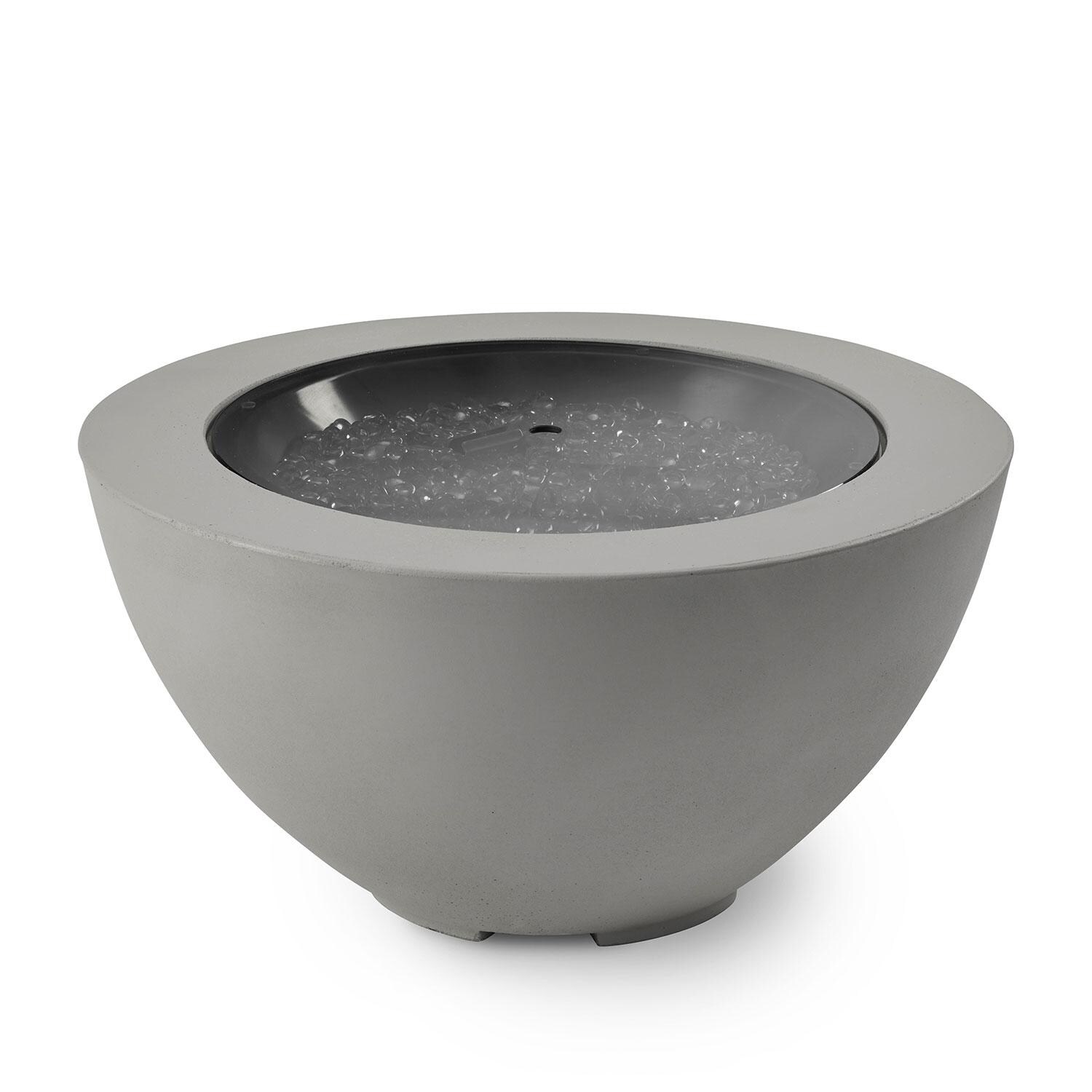 Cove 29 Inch Round GFRC Propane Fire Bowl in Natural Gray by The Outdoor GreatRoom Company - Cover - White Background thumbnail