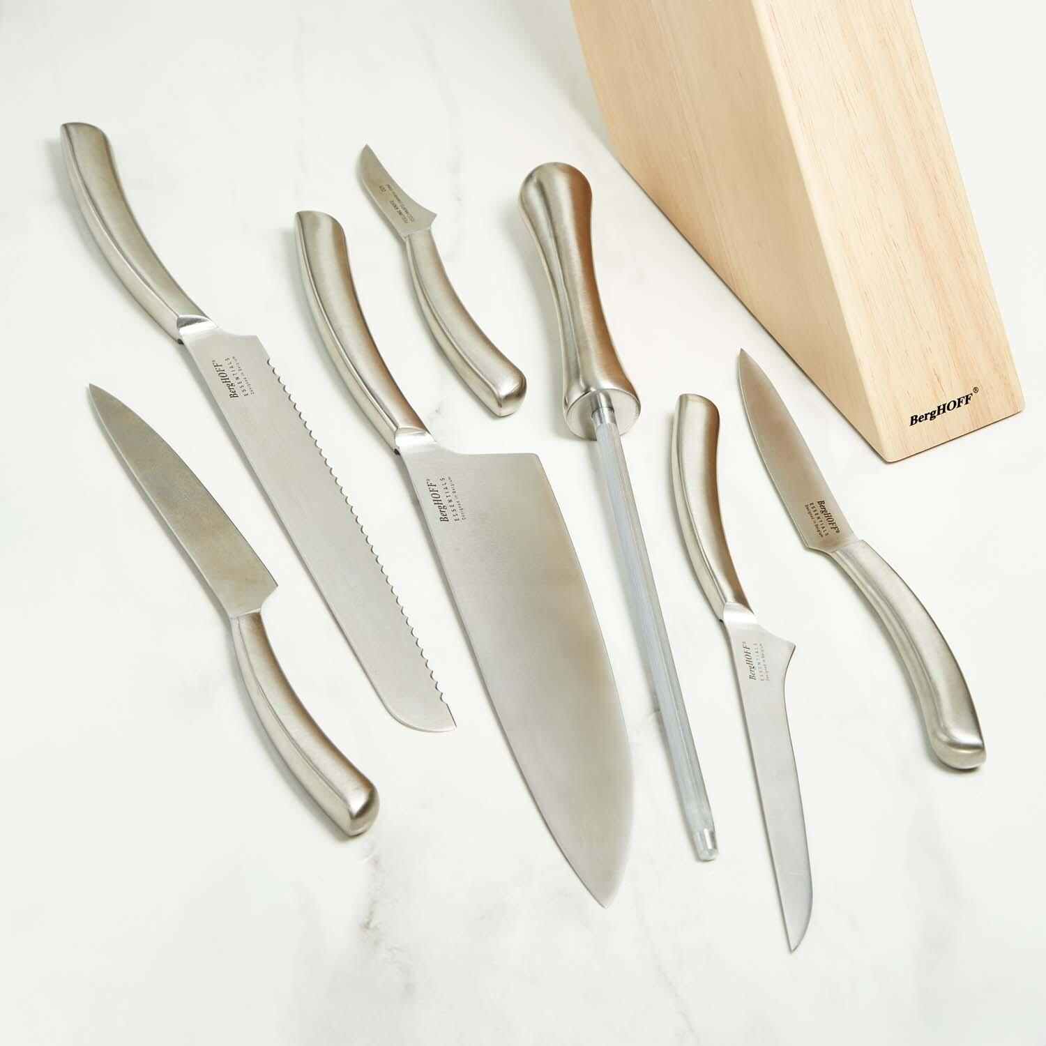 BergHOFF Concavo 9 Pc Cutlery Set w/ Wood Block & Sharpener - Knives - White Background thumbnail