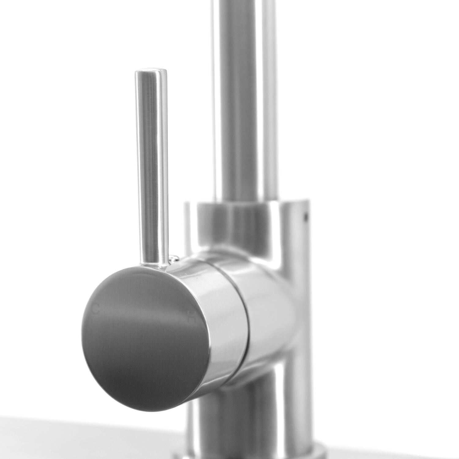 BBQGuys Signature - BBQ-RD2522-9 + BBQ-N88620B1-BN - 25 X 22 Drop-In Sink W/ Gooseneck Faucet Side Sprayer & Strainer - Handle thumbnail