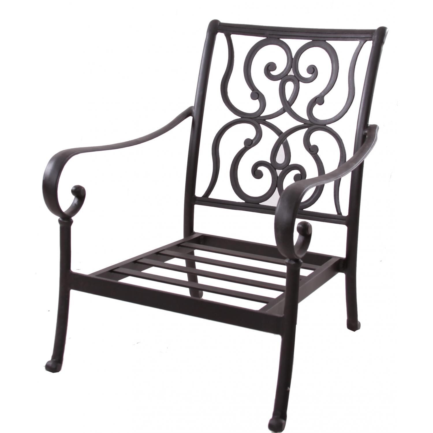 Santa Anita Cast Aluminum Patio Club Chair W/ Sesame Sunbrella Cushions By Darlee - Without Cushion - White Background thumbnail