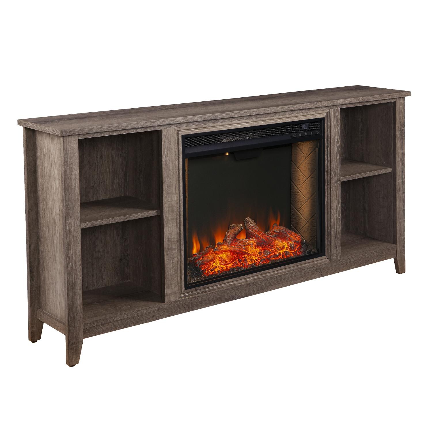 Southern Enterprises FS9691 Parkdale 55-Inch Electric Fireplace Media Console W/ Alexa-Enabled Smart Firebox - Mocha Gray - Angle View thumbnail
