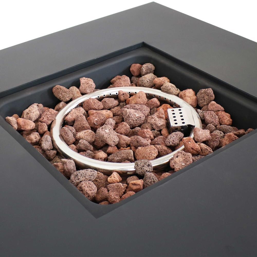 Ultimate Patio 28-Inch Square Propane Gas Fire Pit w/ Brown Rafa Fabric - Lava Rocks thumbnail