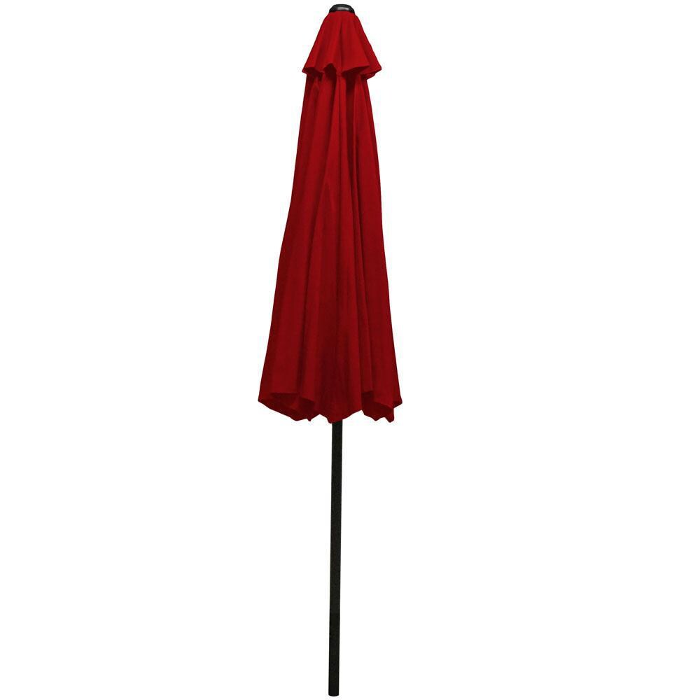 Ultimate Patio 9 Ft. Octagonal Patio Umbrella W/ Crank Lift - Red - Closed thumbnail