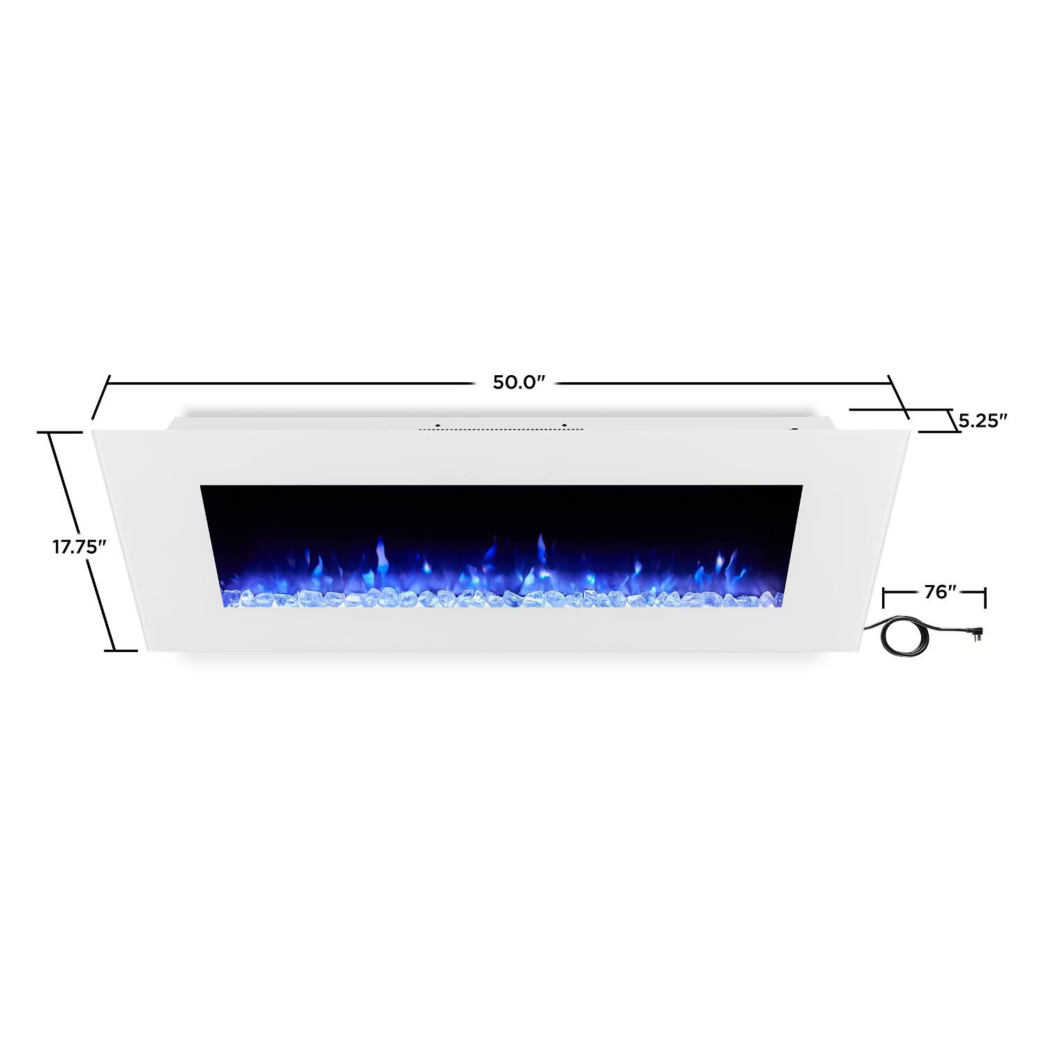 Real Flame 1330E-W DiNatale 50-Inch Wall-Mounted Electric Fireplace - White - Dimensions thumbnail