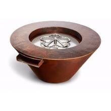 HPC Mesa 32-Inch Round Hammered Copper Propane Gas Fire And Water Bowl - Match Light Ignition