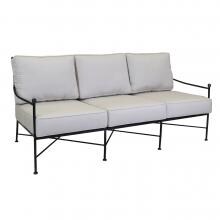 Provence Wrought Iron Patio Sofa W/ Sunbrella Canvas Flax Cushions By Sunset West image