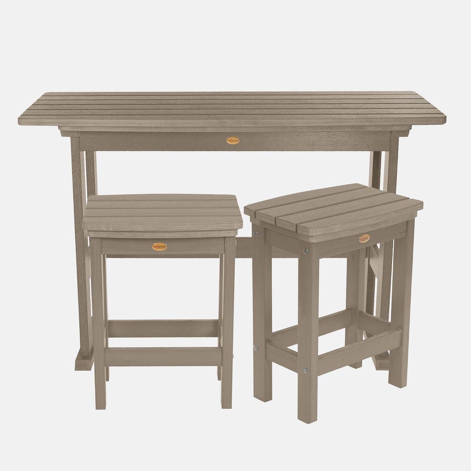 Hart Lane 3 Pc Recycled Plastic Counter Height Dining Set in Woodland Brown By Lakeview - White Background thumbnail