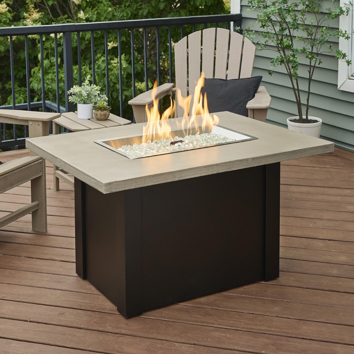 Havenwood 44 Inch Fire Pit Table W/ Pebble Grey Top & Black Base - Lifestyle thumbnail