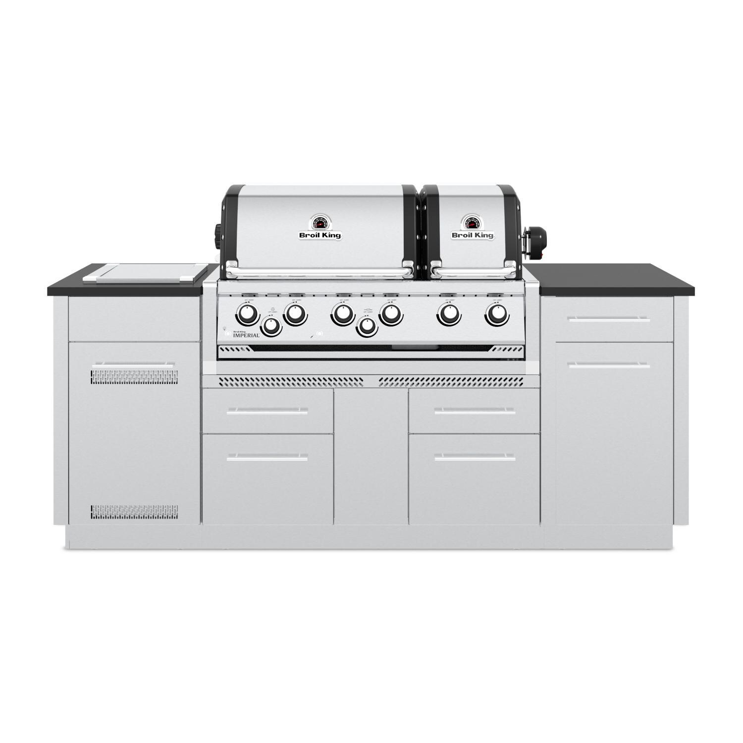 Broil King 897847 Imperial S 690i 6-Burner Natural Gas Grill Center With Rotisserie & Side Burner - Stainless Steel - White Background thumbnail