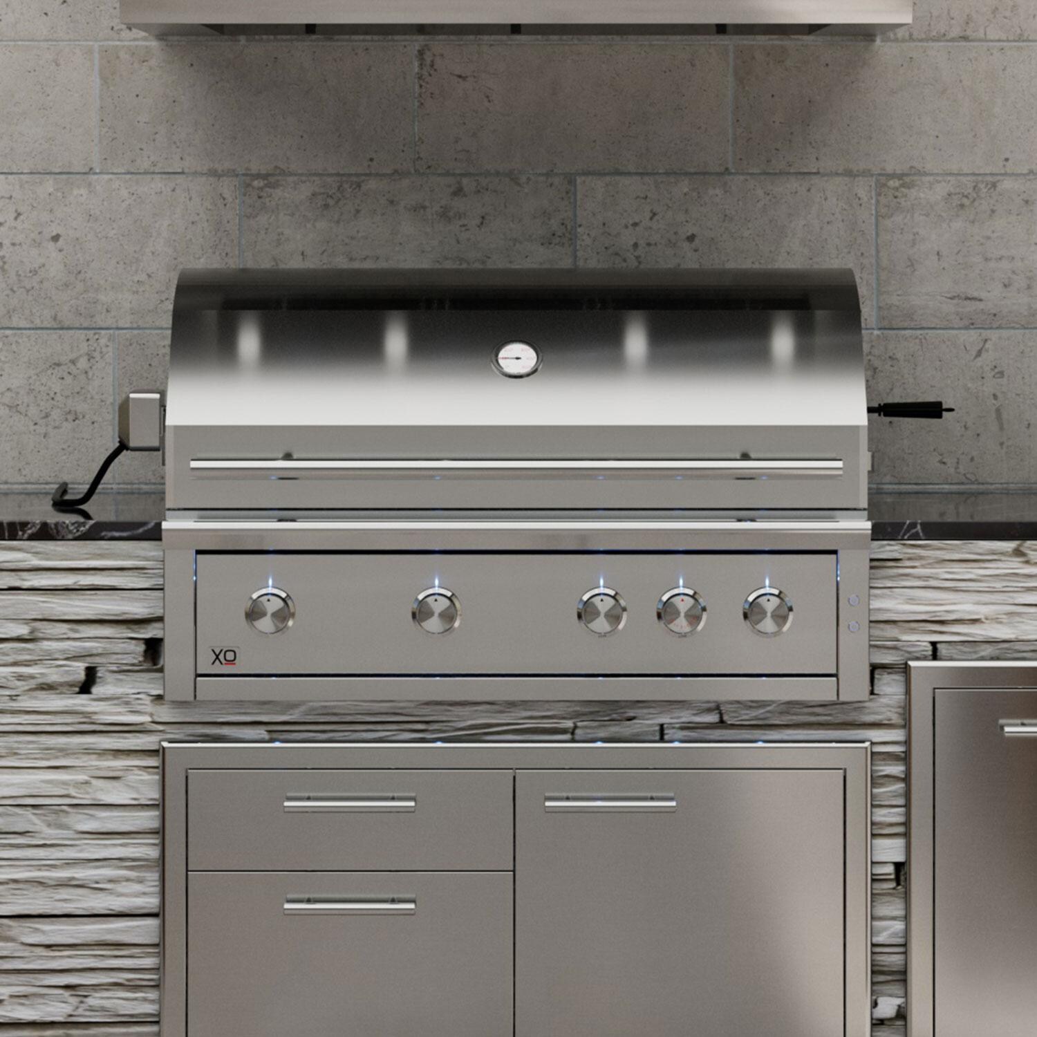 XO Appliance XOGRILL42N Pro-Grade 42-in 4 Burner Built-In Natural Gas Grill w/ Rotisserie Burner - Lifestyle thumbnail