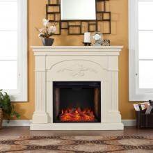 Southern Enterprises Sicilian Alexa-Enabled Smart Electric Fireplace- Ivory - FS9275