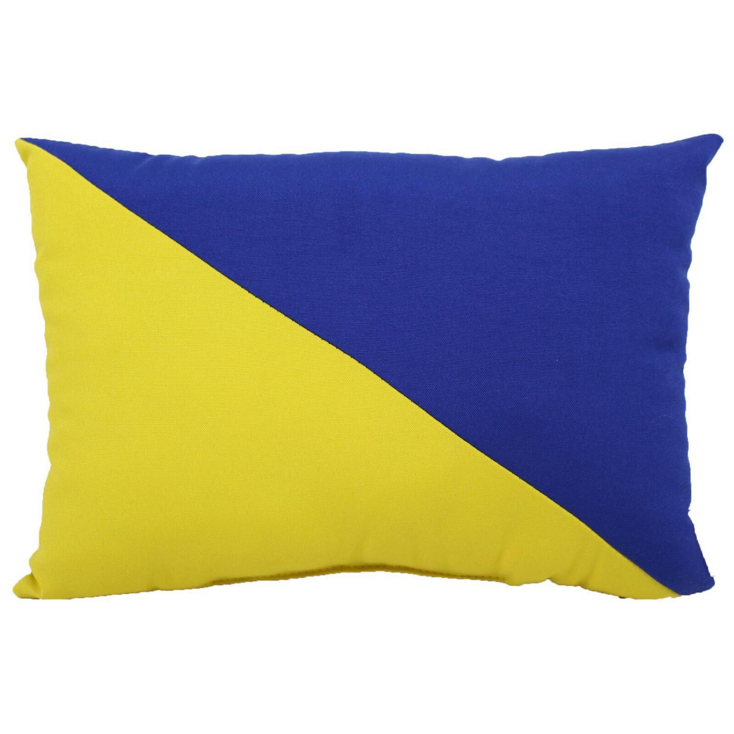 Nautical Cobalt Blue & Yellow Outdoor Lumbar Pillow By Lava Pillows - 12 X 17 thumbnail