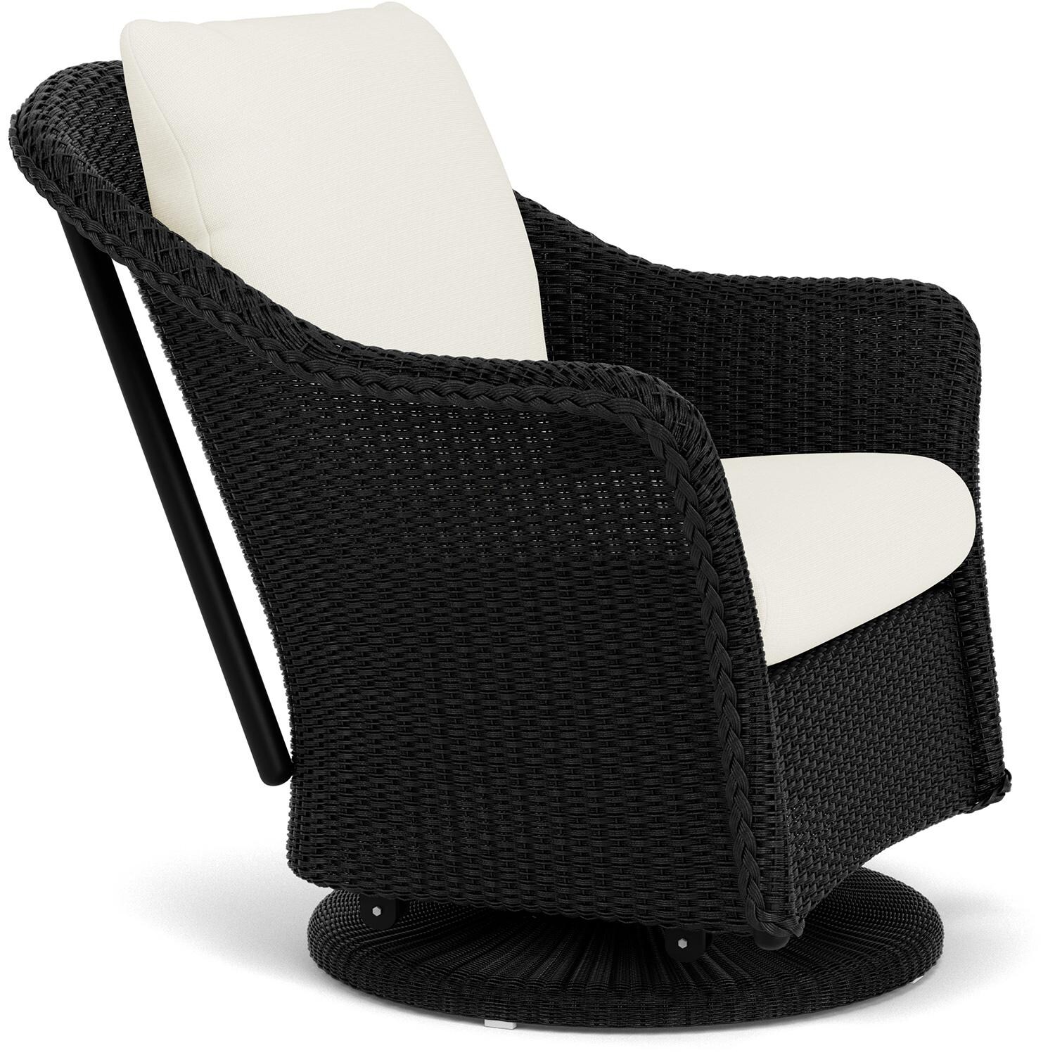 Lloyd Flanders Weekend Retreat Swivel Glider Lounge Chair in Ebony Finish W/ Sailcloth Salt Fabric - Angled thumbnail