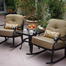 Darlee Nassau 3 Piece Cast Aluminum Patio Conversation Seating Set With Rocking Chairs image