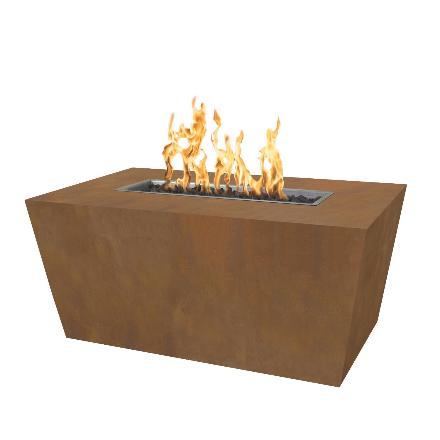 Mesa 60 Inch Rectangular Corten Steel Propane Fire Pit in Copper by The Outdoor Plus