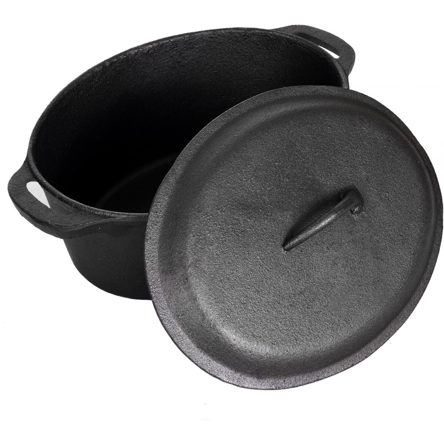 Cajun Cookware 5-Quart Seasoned Cast Iron Oval Casserole Pot - Open View thumbnail
