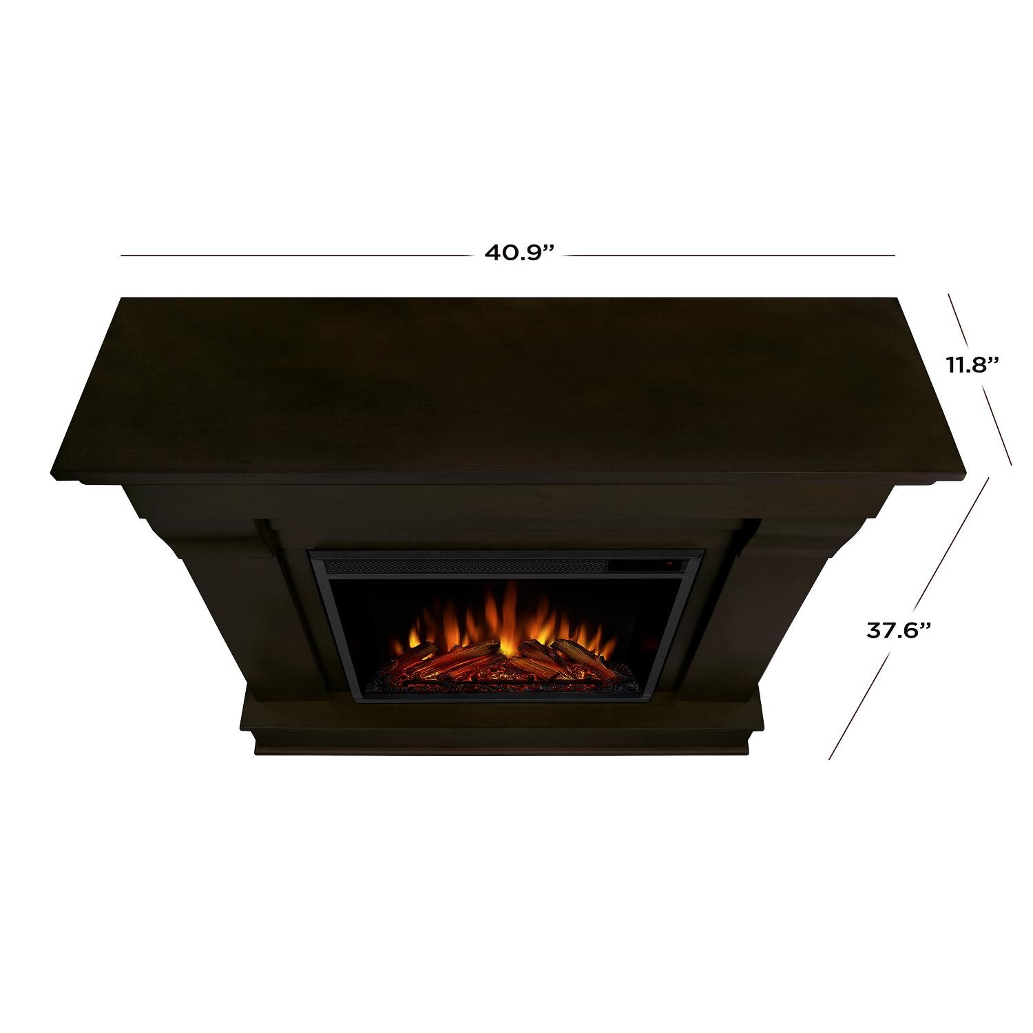 Real Flame - 5910E-DW - Chateau 40-Inch Electric Fireplace With Mantel - Dark Walnut - Overall Dimensions thumbnail
