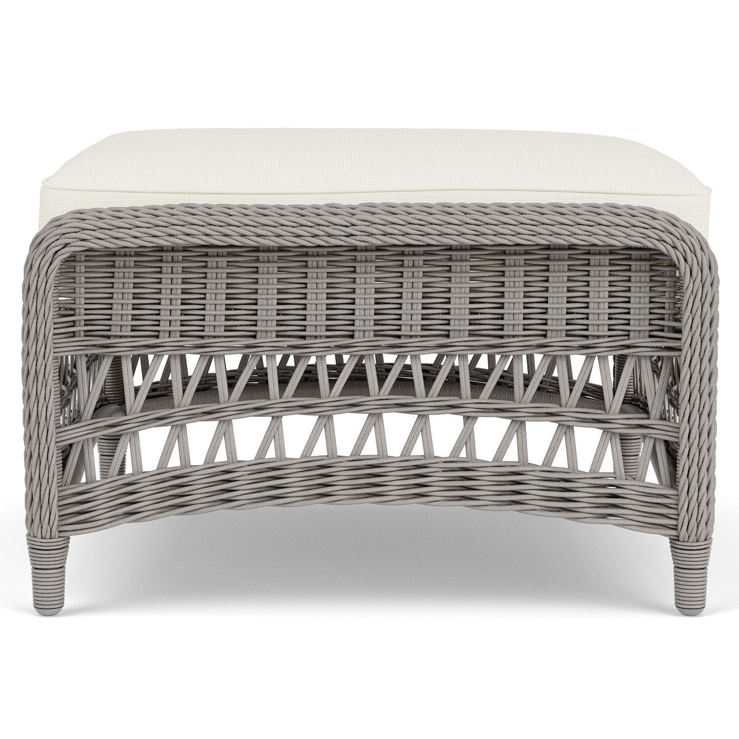 Lloyd Flanders Mackinac Ottoman in Putty Finish with Sailcloth Salt Fabric - Left Side thumbnail