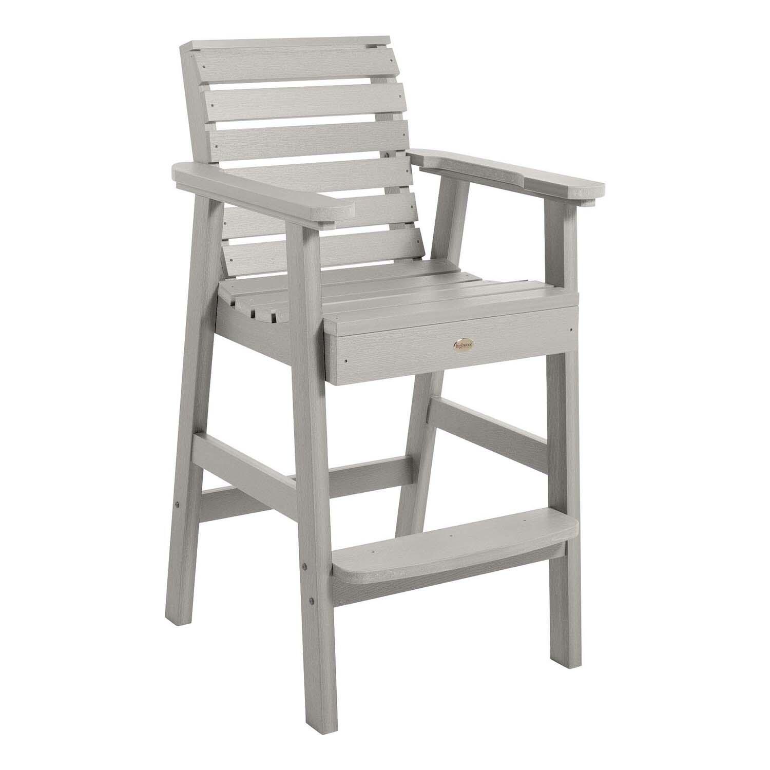 Elm Pointe Polyresin Bar Stool in Harbor Gray By Lakeview Outdoor Designs - White Background thumbnail