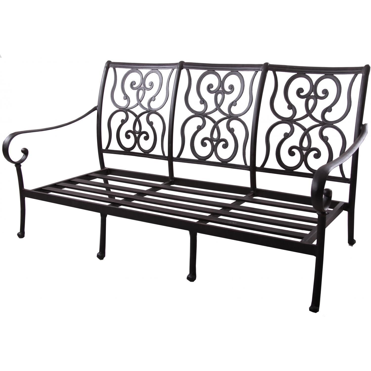 Santa Anita Cast Aluminum Patio Sofa w/ Heather Beige Sunbrella Cushions By Darlee - Without Cushion - White Background thumbnail