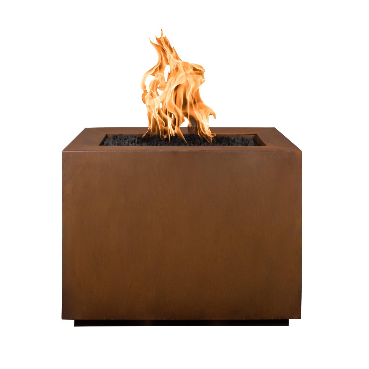 Forma 36 Inch Square Corten Steel Propane Fire Pit in Copper by The Outdoor Plus